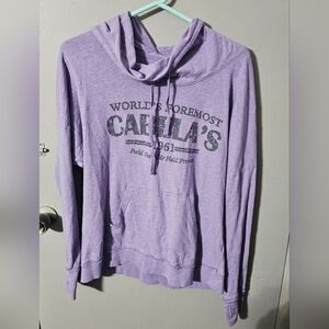 Womens light weight Cabela's Cowl neck hoodie lavendar/gray size M
